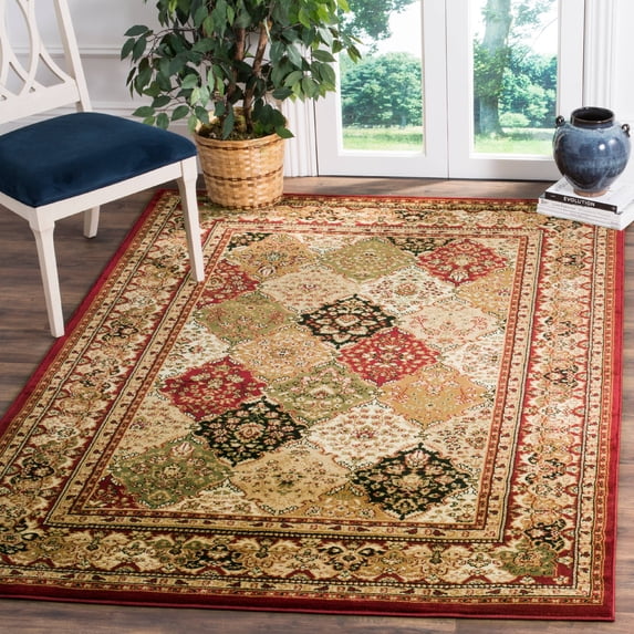SAFAVIEH Lyndhurst Oliva Traditional Bordered Area Rug, Multi/Red, 8' x 8' Square