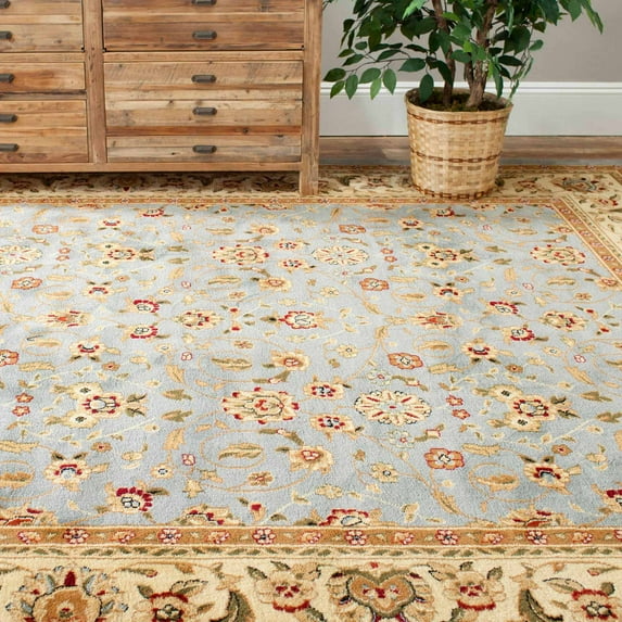 SAFAVIEH Lyndhurst Pearl Traditional Area Rug, Light Blue/Ivory, 7' x 7' Square