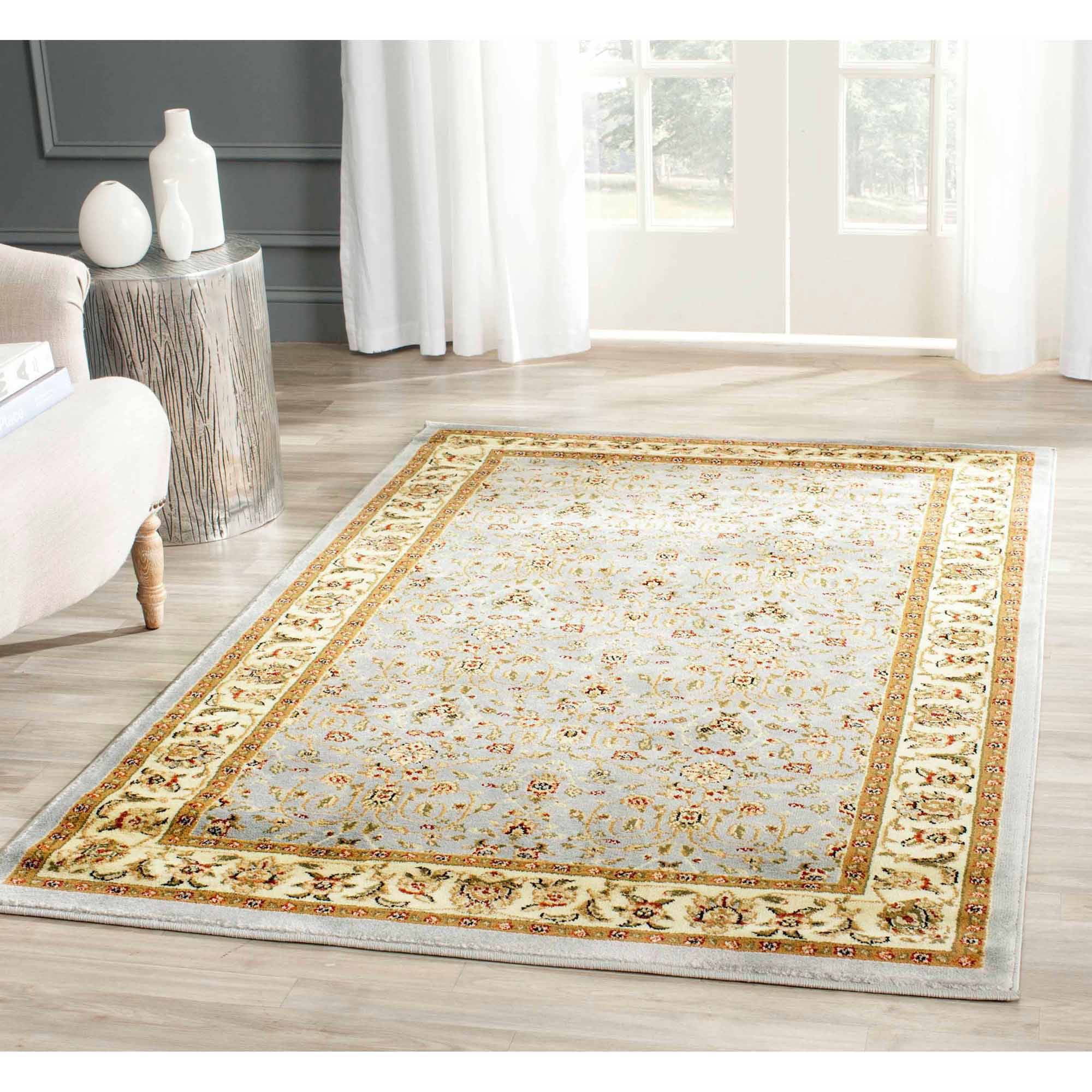 Lyndhurst Light Blue and Ivory Floral Rectangular Area Rug