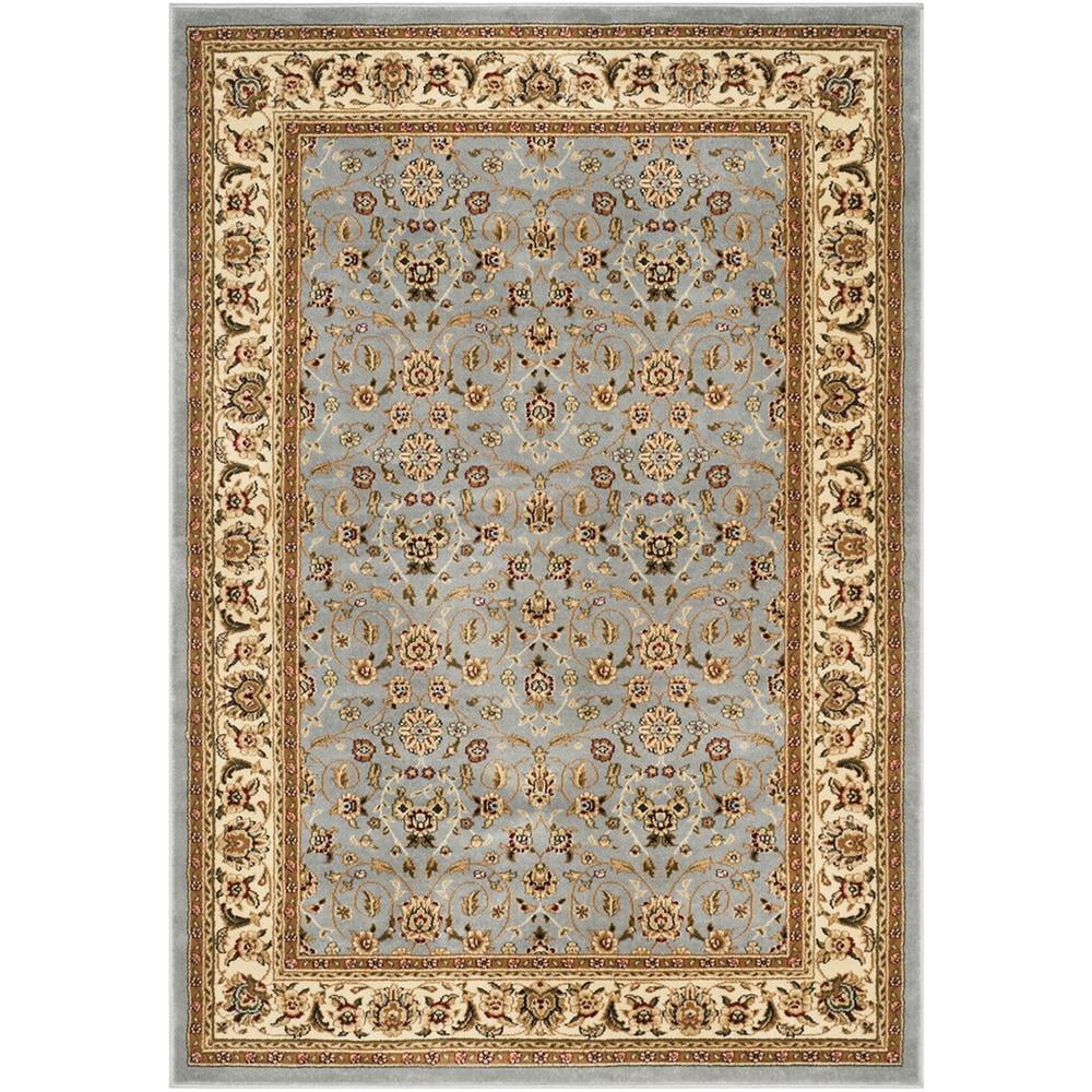 Ivory and Light Blue Hand-Knotted Rectangular Area Rug