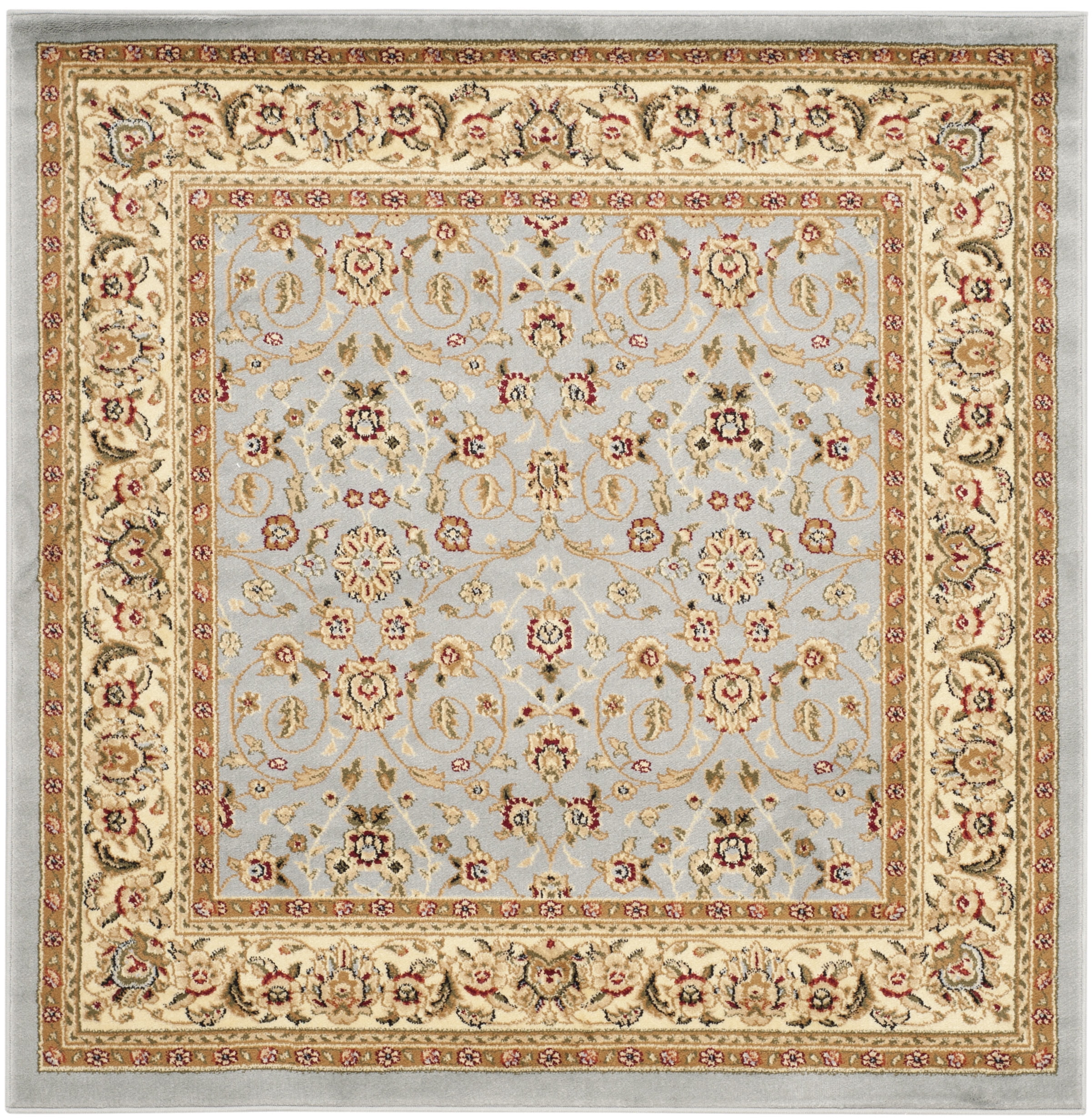SAFAVIEH Lyndhurst Pearl Floral Area Rug, Light Blue/Ivory, 5' x 5' Square