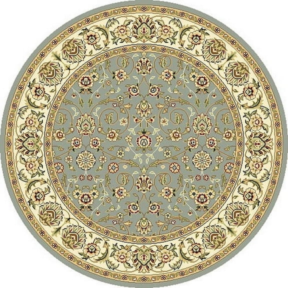 SAFAVIEH Lyndhurst Pearl Traditional Bordered Area Rug, Light Blue/Ivory, 7' x 7' Round