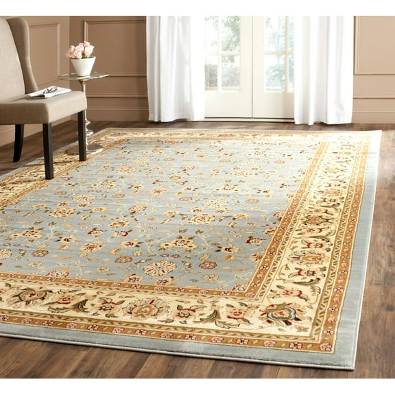 SAFAVIEH Lyndhurst Pearl Traditional Bordered Area Rug, Light Blue/Ivory, 9' x 12'