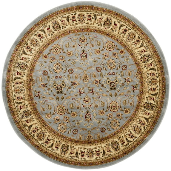 SAFAVIEH Lyndhurst Pearl Traditional Bordered Area Rug, Light Blue/Ivory, 9' x 9' Round