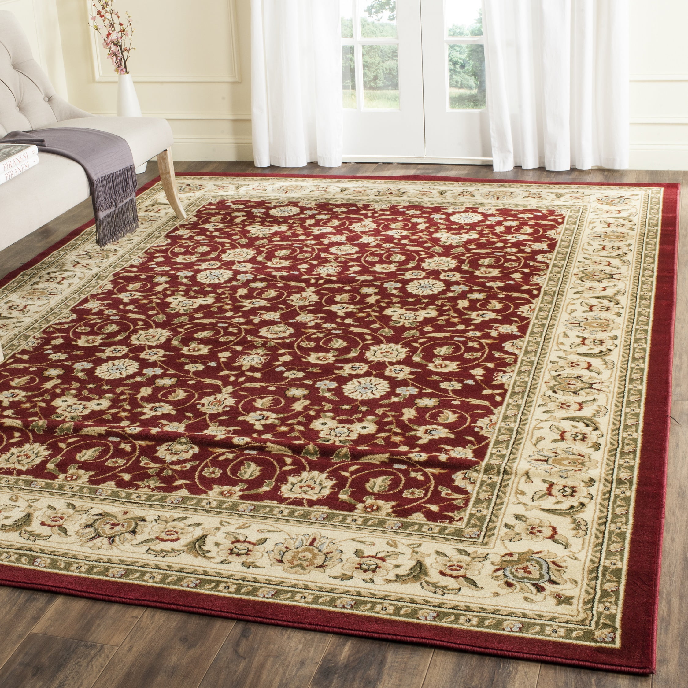 Lyndhurst Red and Ivory Tufted Synthetic Area Rug