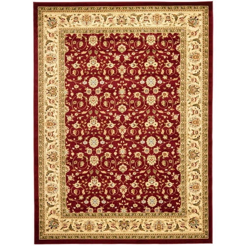 Red and Ivory Traditional Synthetic Area Rug, 8' x 11'