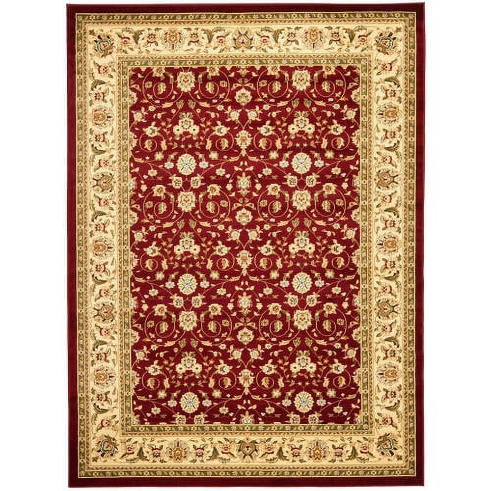 Red and Ivory Traditional Synthetic Area Rug, 8' x 11'