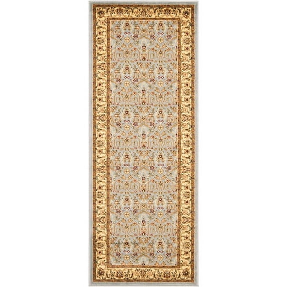 SAFAVIEH Lyndhurst Pearl Traditional Bordered Runner Rug, Light Blue/Ivory, 2'3" x 10'