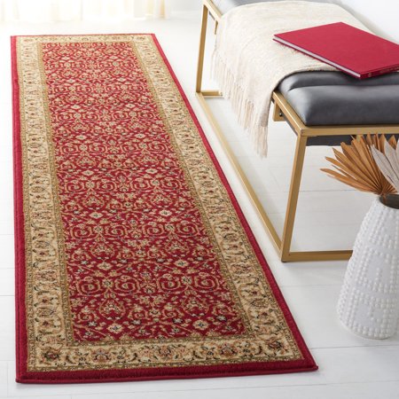 SAFAVIEH Lyndhurst Pearl Traditional Bordered Runner Rug, Red/Ivory, 2'3" x 20'