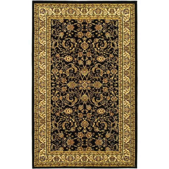 SAFAVIEH Lyndhurst Priscilla Traditional Bordered Area Rug, Black/Ivory, 3'3" x 5'3"