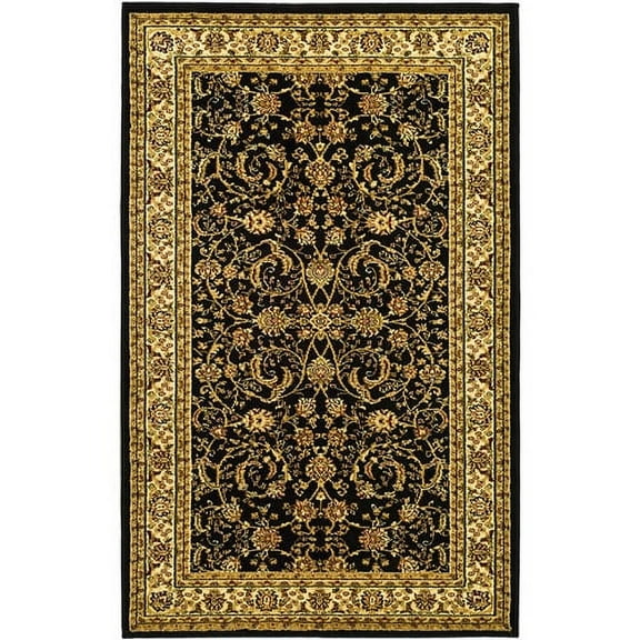 SAFAVIEH Lyndhurst Priscilla Traditional Bordered Area Rug, Black/Ivory, 5'3" x 7'6"