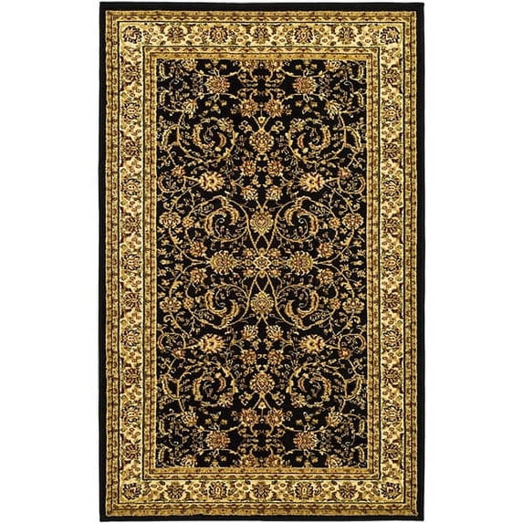 SAFAVIEH Lyndhurst Priscilla Traditional Bordered Area Rug, Black/Ivory, 8' x 8' Round