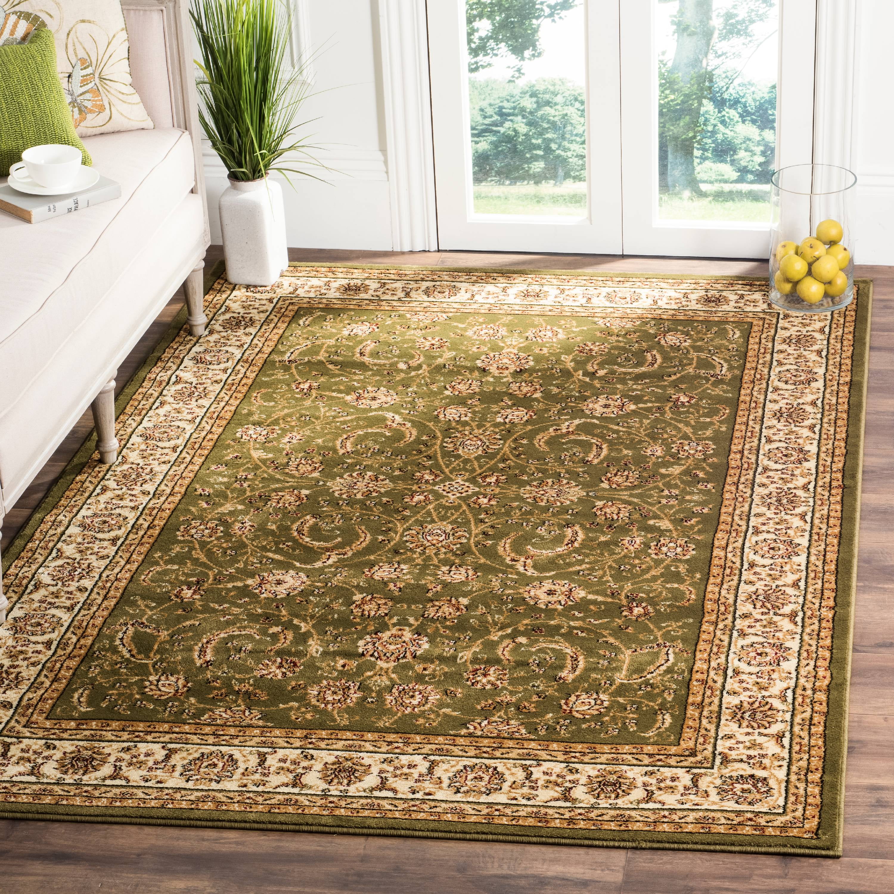 Sage and Ivory Synthetic Rectangular Area Rug, 9' x 12'