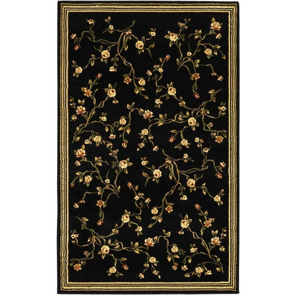 SAFAVIEH Lyndhurst Rebecca Floral Bordered Area Rug, Black, 3'3" x 5'3"