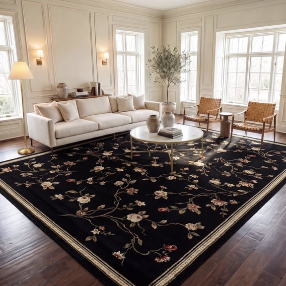 Safavieh Lyndhurst Rebecca Floral Area Rug, Black, 5'3" x 7'6"