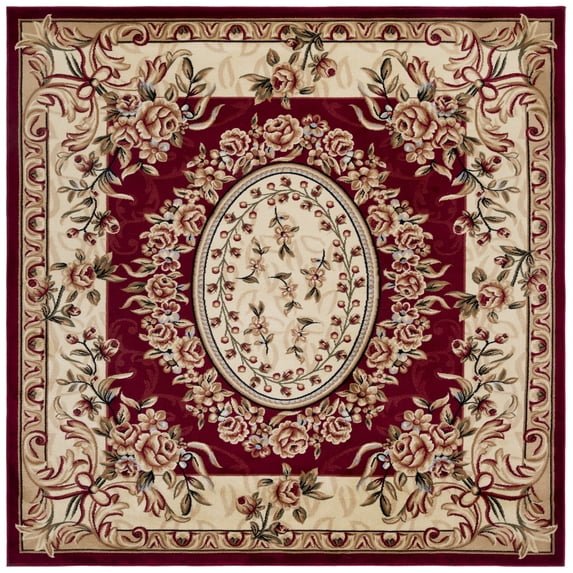 SAFAVIEH Lyndhurst Regina Floral Area Rug, Red/Ivory, 8' x 8' Square