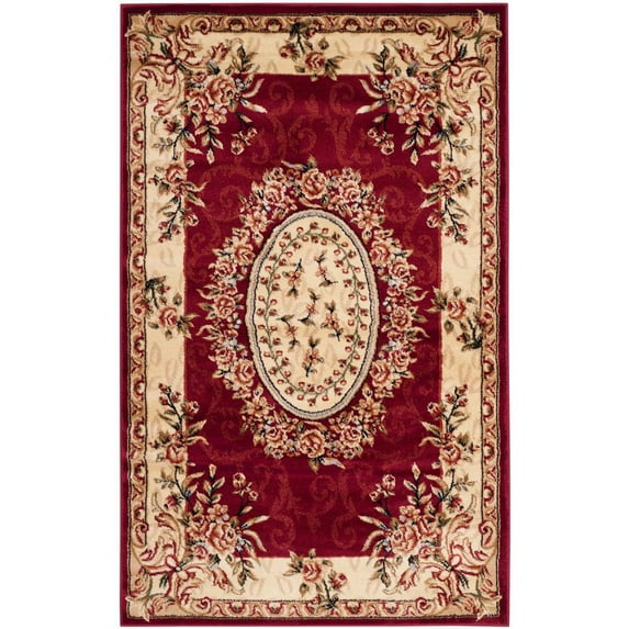 SAFAVIEH Lyndhurst Regina Traditional Bordered Area Rug, Red/Ivory, 3'3" x 5'3"