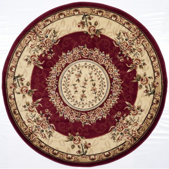 SAFAVIEH Lyndhurst Regina Floral Area Rug, Red/Ivory, 5'3" x 5'3" Round