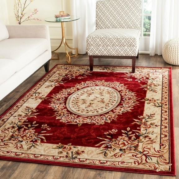 SAFAVIEH Lyndhurst Regina Traditional Bordered Area Rug, Red/Ivory, 6' x 9'