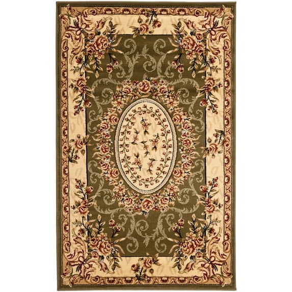 SAFAVIEH Lyndhurst Regina Traditional Bordered Area Rug, Sage/Ivory, 5'3" x 5'3" Round