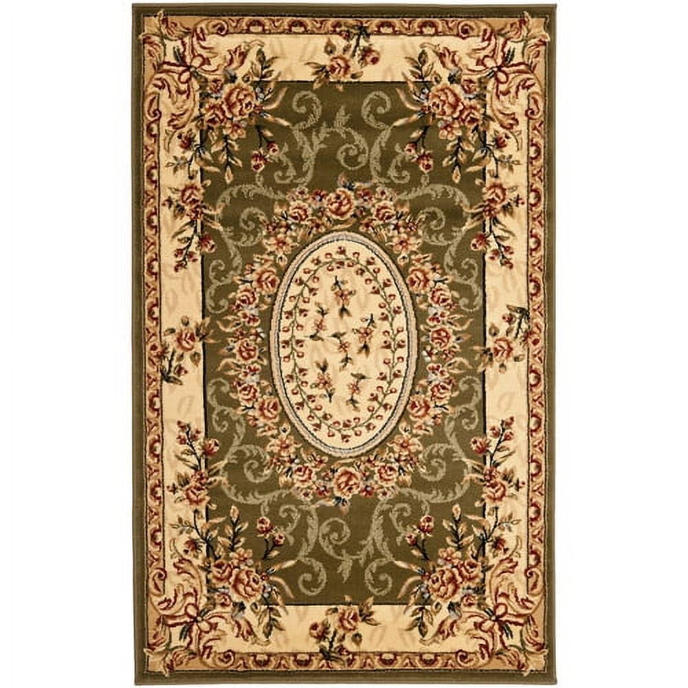 Sage and Ivory Floral Synthetic Rectangular Area Rug, 8' x 11'