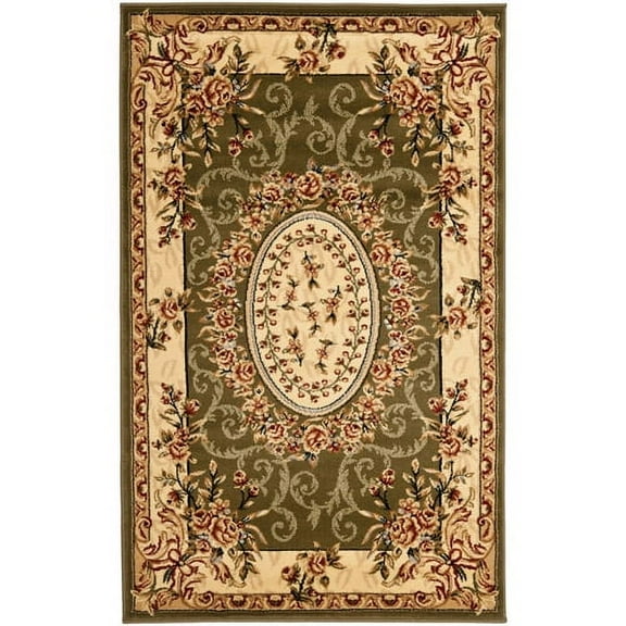 SAFAVIEH Lyndhurst Regina Traditional Bordered Area Rug, Sage/Ivory, 8' x 8' Round