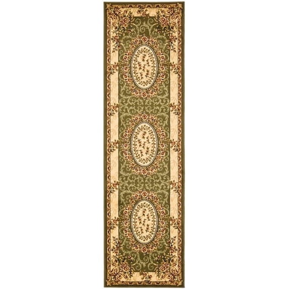 SAFAVIEH Lyndhurst Regina Traditional Bordered Runner Rug, Sage/Ivory, 2'3" x 12'