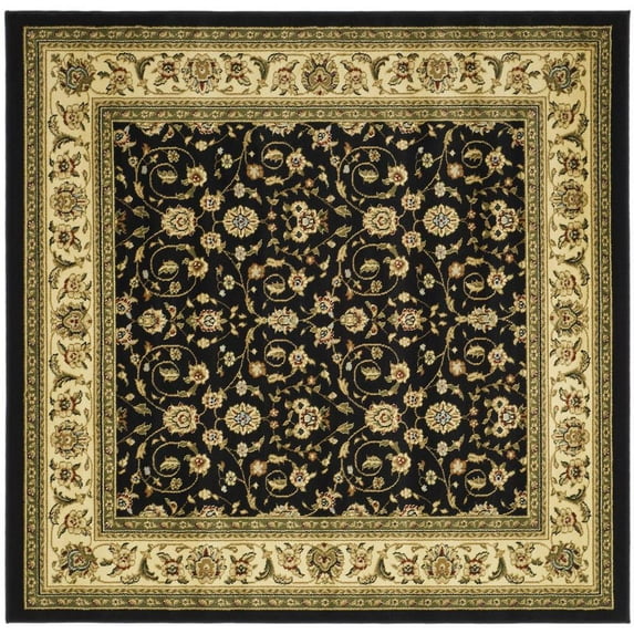 SAFAVIEH Lyndhurst Sarah Traditional Floral Area Rug, Black/Ivory, 6' x 6' Square