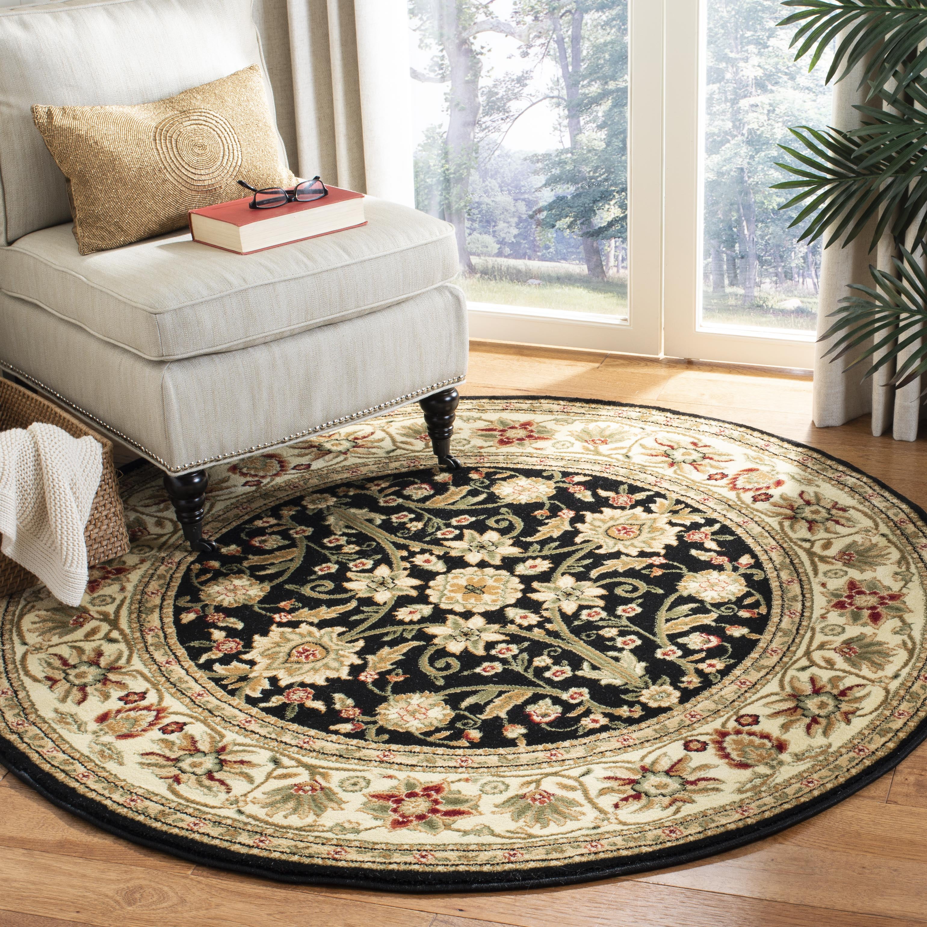 Safavieh Lyndhurst Victoria Floral Area Rug, Black/Ivory, 10' x 10' Round