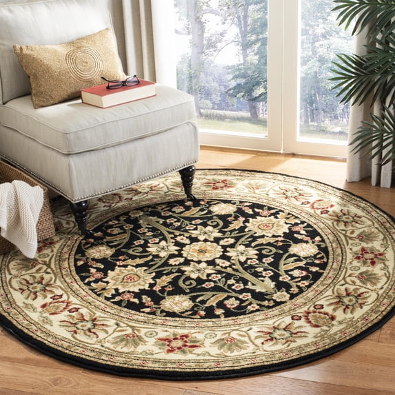 Safavieh Lyndhurst Victoria Floral Area Rug, Black/Ivory, 3'3" x 3'3" Round