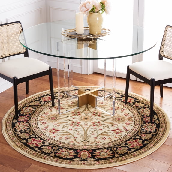 Safavieh Lyndhurst Victoria Floral Area Rug, Ivory/Black, 6' x 6' Round