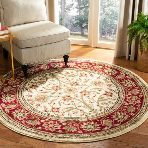 Safavieh Lyndhurst Victoria Floral Area Rug, Ivory/Red, 3'3" x 3'3" Round