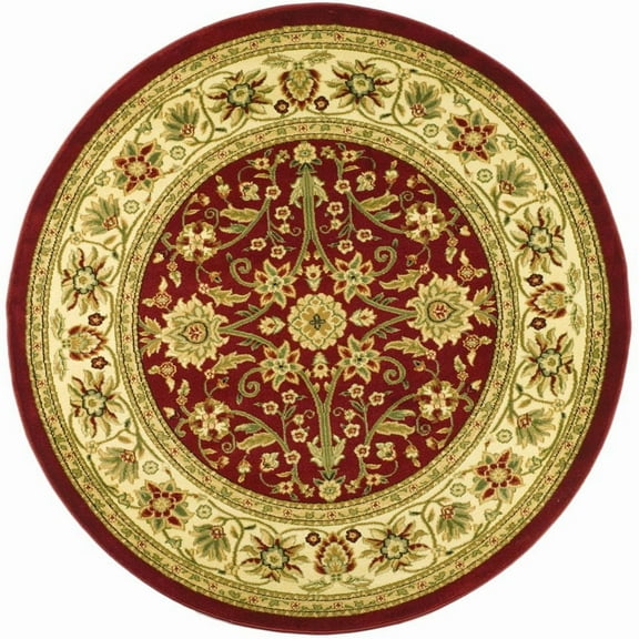 SAFAVIEH Lyndhurst Victoria Floral Area Rug, Red/Ivory, 3'3" x 3'3" Round