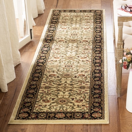 SAFAVIEH Lyndhurst Victoria Floral Runner Rug, Ivory/Black, 2'3" x 10'
