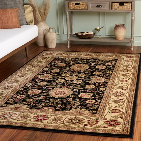 Safavieh Lyndhurst Victoria Floral Area Rug, Black/Ivory, 5'3" x 7'6"