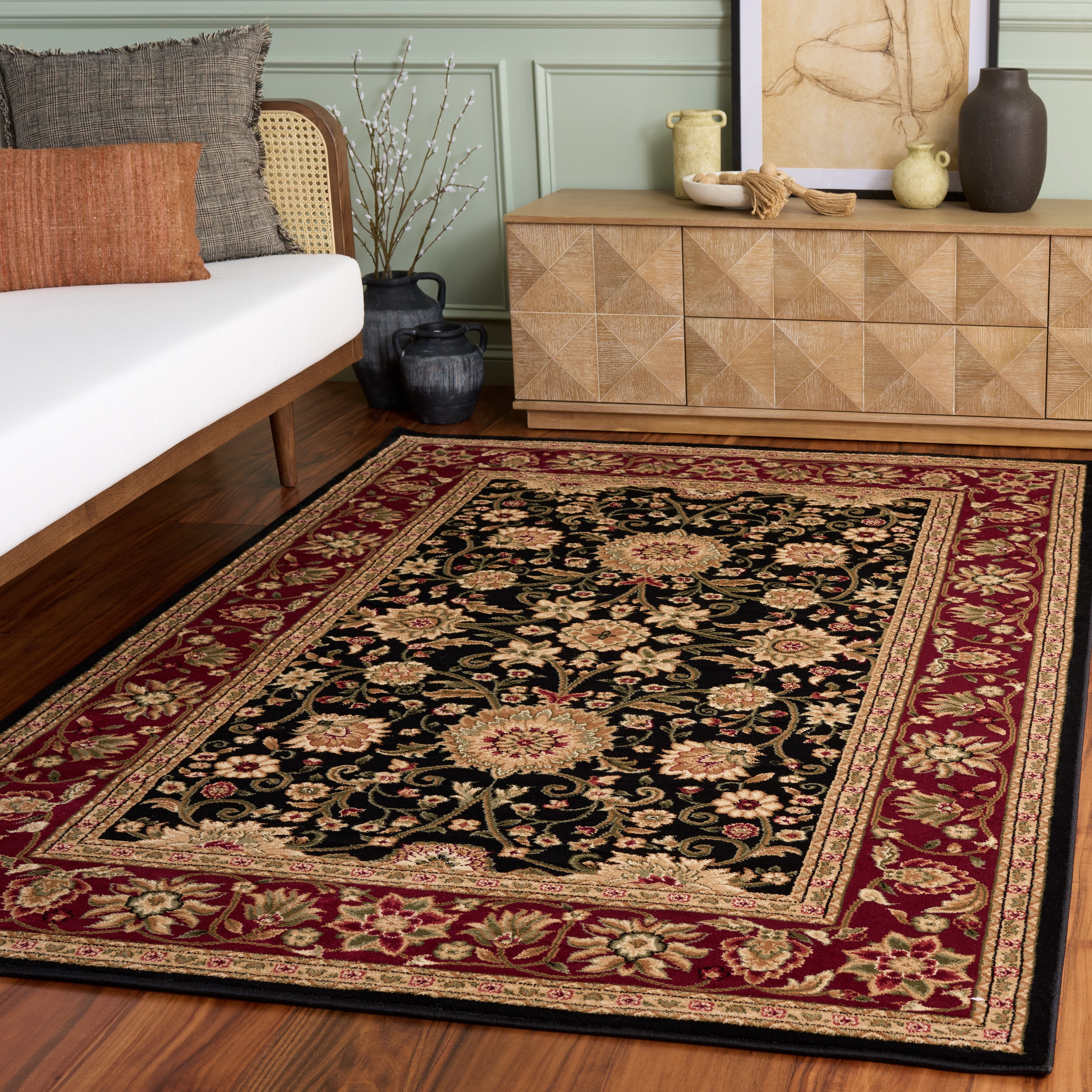Safavieh Lyndhurst Victoria Floral Area Rug, Black/Red, 4' x 6'