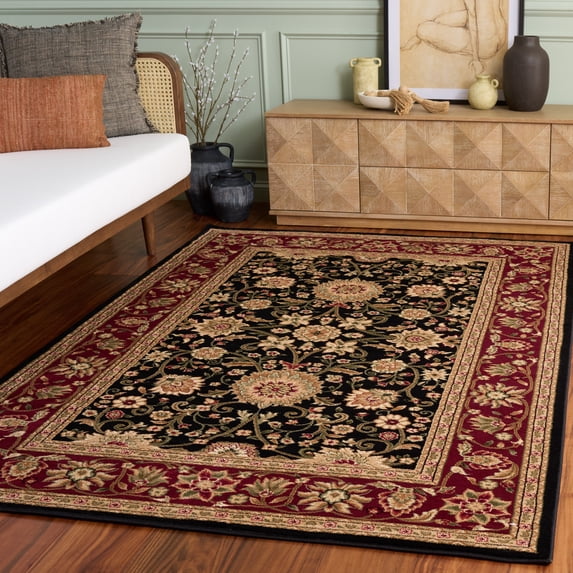 Safavieh Lyndhurst Victoria Floral Area Rug, Black/Red, 6' x 6' Square