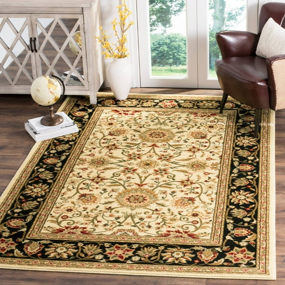 SAFAVIEH Lyndhurst Victoria Traditional Floral Area Rug, Ivory/Black, 3'3" x 5'3"