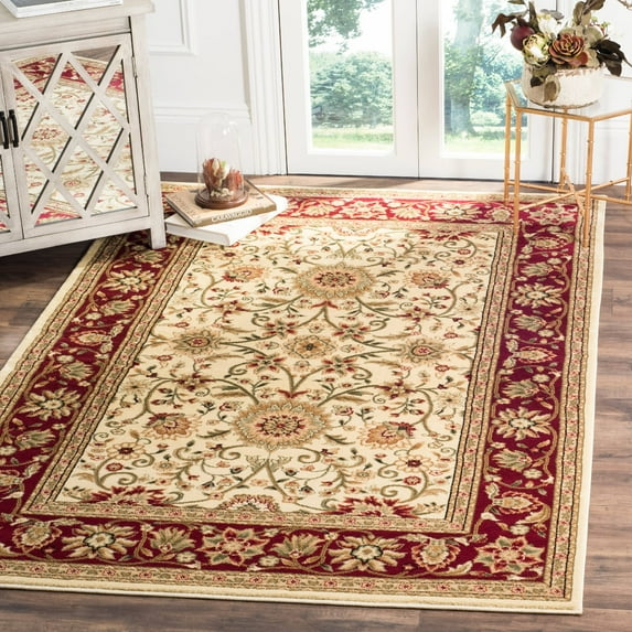 SAFAVIEH Lyndhurst Victoria Traditional Floral Area Rug, Ivory/Red, 3'3" x 5'3"