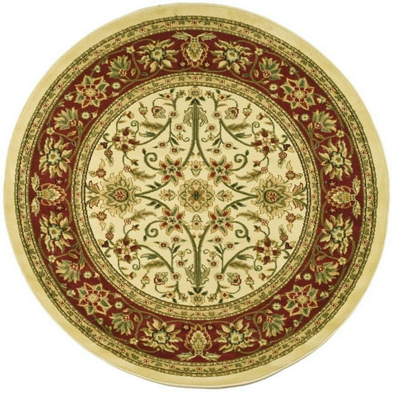 SAFAVIEH Lyndhurst Victoria Traditional Floral Area Rug, Ivory/Red, 8' x 8' Round