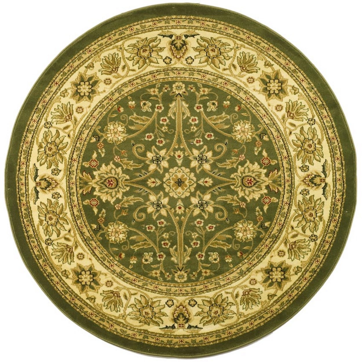 Handmade Reversible Round Sage/Ivory Synthetic Area Rug