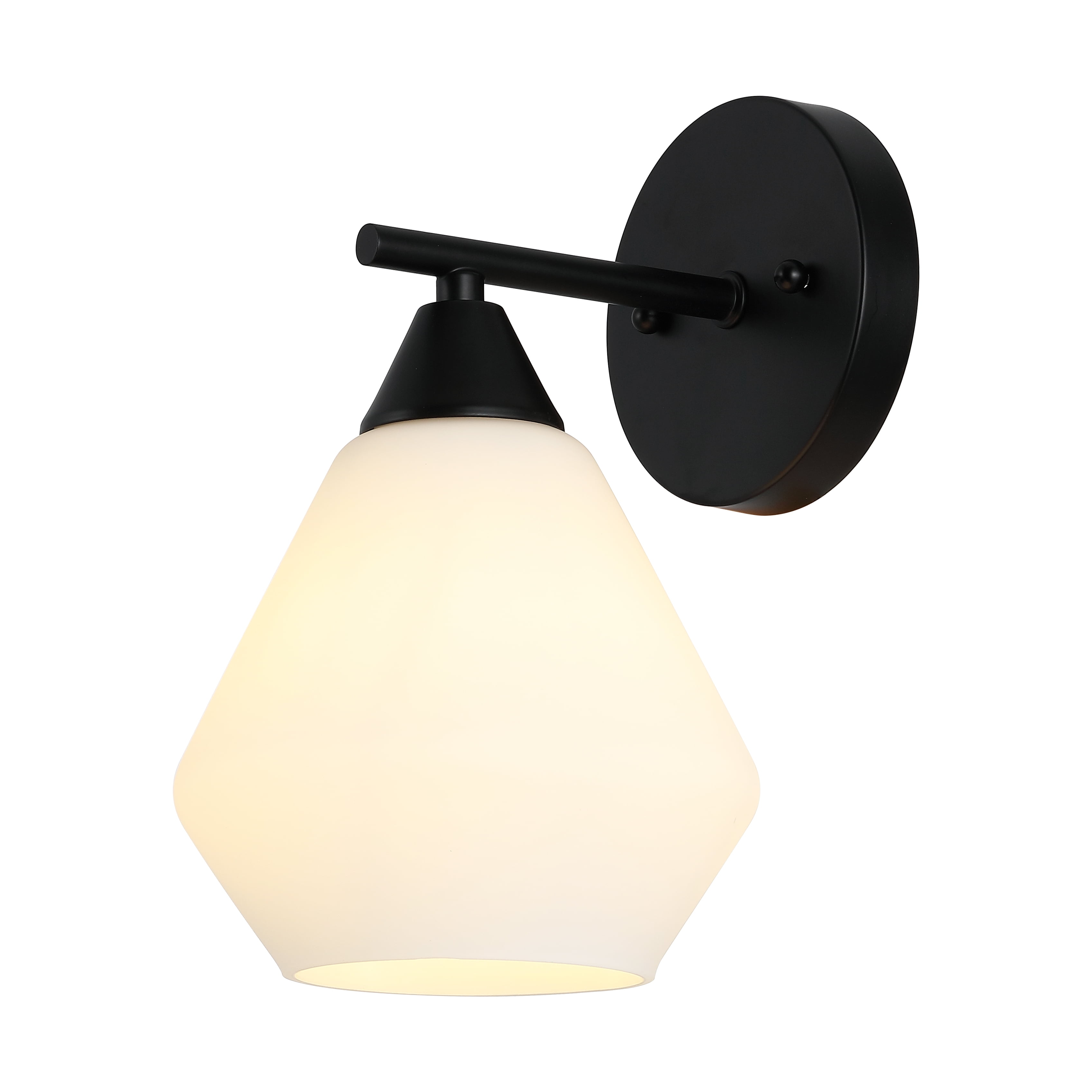 Lyona 8.5" Black Iron Wall Sconce with White Shade