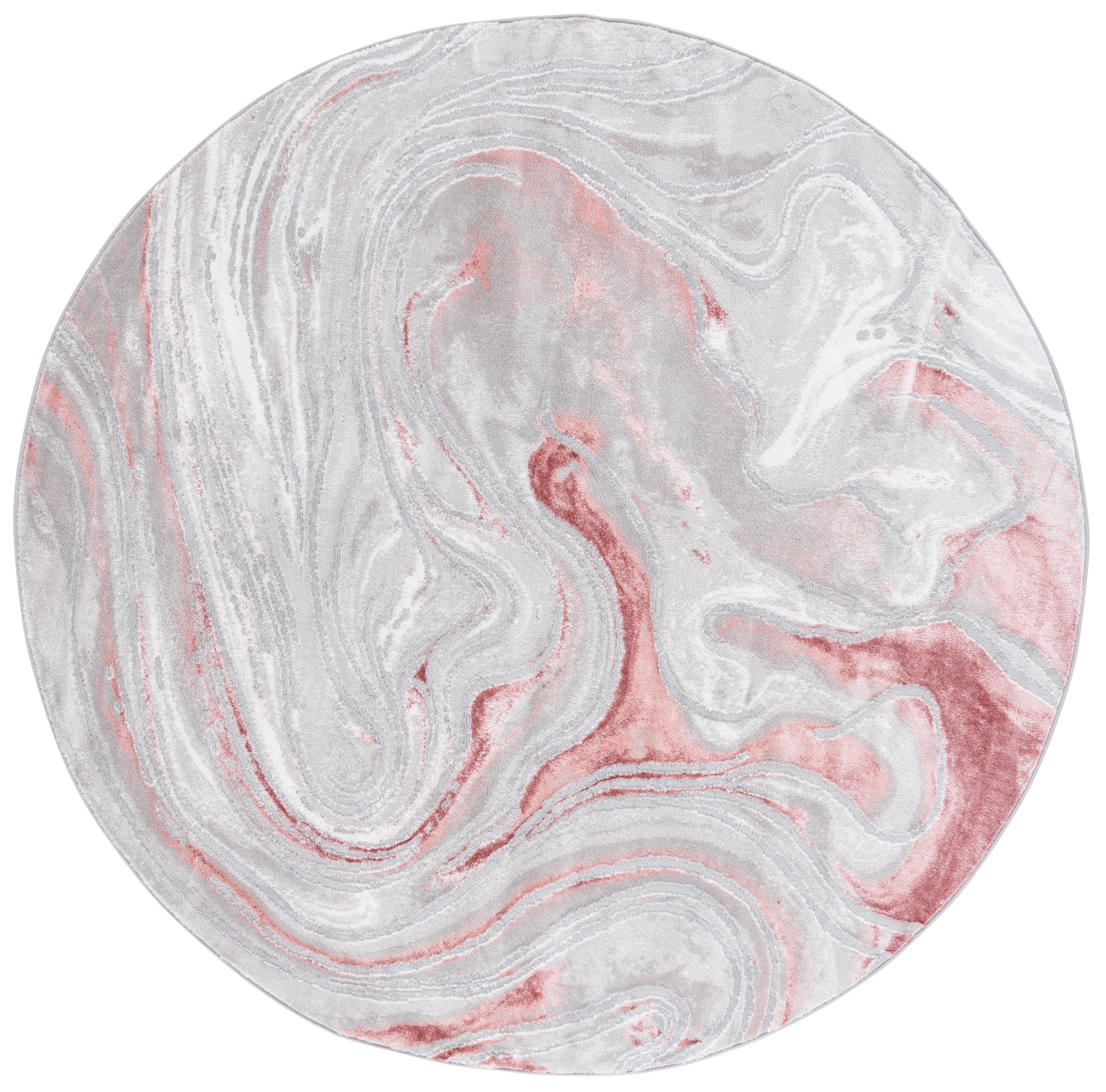 SAFAVIEH Meadow Felicity Wavy Marble Area Rug, Light Grey/Pink, 6'7