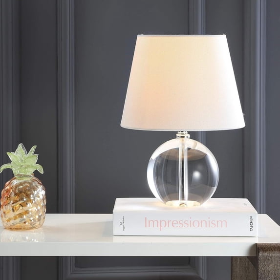 Safavieh 14 in 1-Light Contemporary Chrome-Plated, Clear Table Lamps with Crystal Glass Off-White Glam Globe