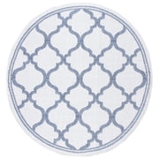 SAFAVIEH Machine Washable Rug Indoor/Outdoor Bermuda Collection - Bermuda Corie Geometric Quatrefoil Indoor/Outdoor Area Rug Ivory/Charcoal, 6'7" x 6'7" Round