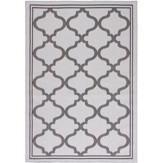 SAFAVIEH Machine Washable Rug Indoor/Outdoor Bermuda Collection - Bermuda Tamaya Geometric Machine Washable Indoor/Outdoor Area Rug, Grey/Brown, 6'7" x 9'2"