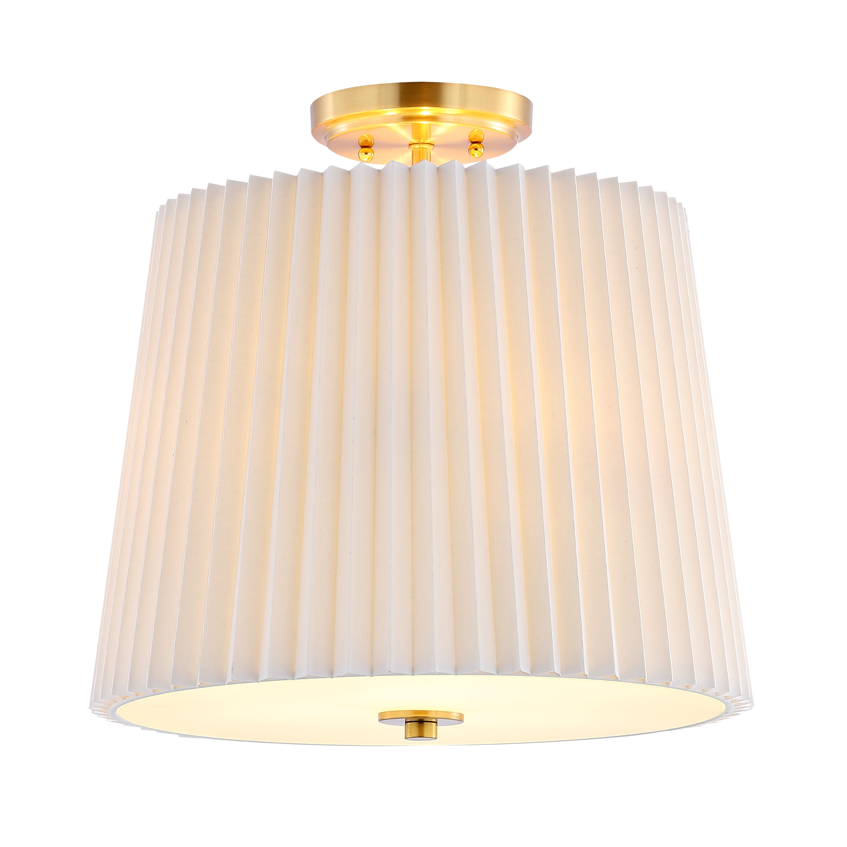 SAFAVIEH Madio 16 in. Antique 3-Light Gold Base Iron Mount Light with White Cotton Shade
