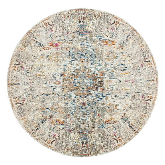 SAFAVIEH Madison Alys Oriental Area Rug, Grey/Gold, 6'7" x 6'7" Round