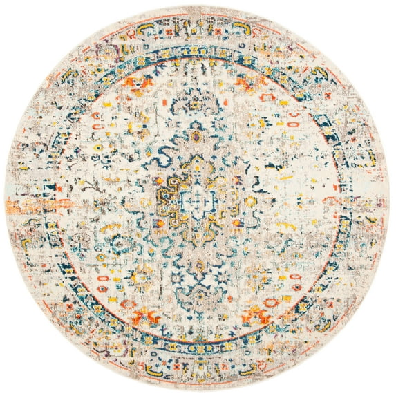 SAFAVIEH Madison Alys Vintage Traditional Area Rug, Cream/Blue, 11' x 11' Round