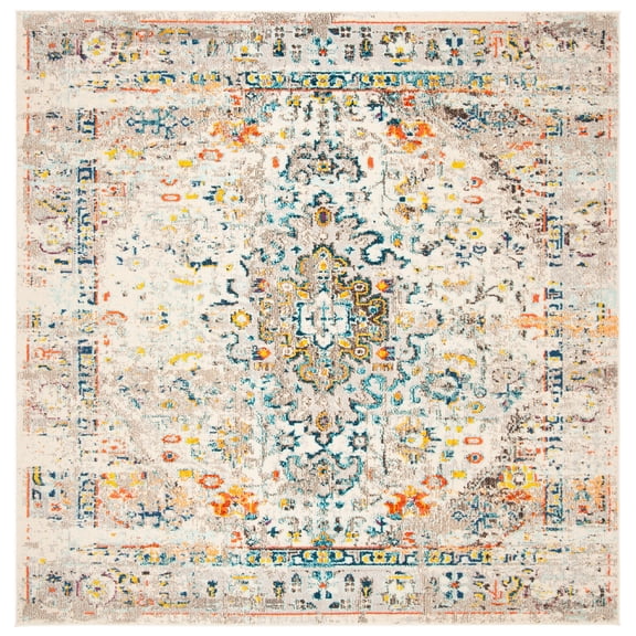 SAFAVIEH Madison Alys Vintage Traditional Area Rug, Cream/Blue, 11' x 11' Square